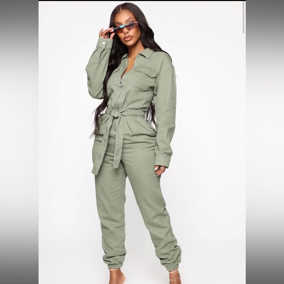 Fashion Nova Pants & Jumpsuits Fashion Nova Olive Green Utility